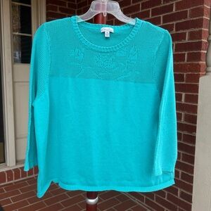 Kim Rogers Turquoise Cotton Sweater Size 3X